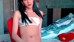 Skinny legal age teenager latina Trans gal With White Fishnet nylons Jerks Off Her cock On cam