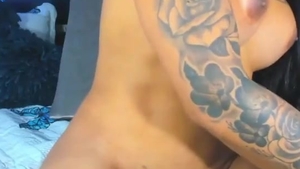 Voluptuous Colombian Trans Lady With Tattoos And big love muffins Jerks Off Her big heavy weenie