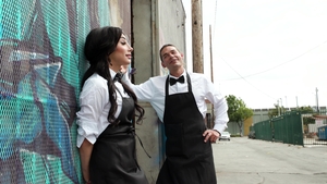 Transfixed: Shemale Waiters Share Cumshots