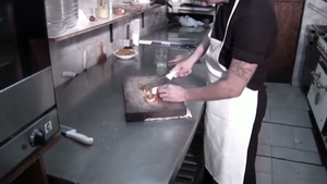 tranny gal plowing In A Kitchen