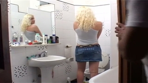 blonde Transvestite Rubia hammers Marco - Latin-tight