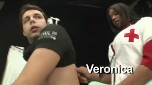 ebony TS Nurse pokeing chap Hard