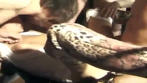 German t-girl receives group-banged