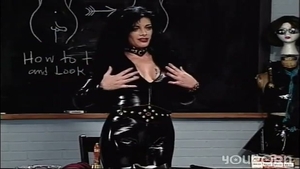 Slamming hard along with latina wearing latex