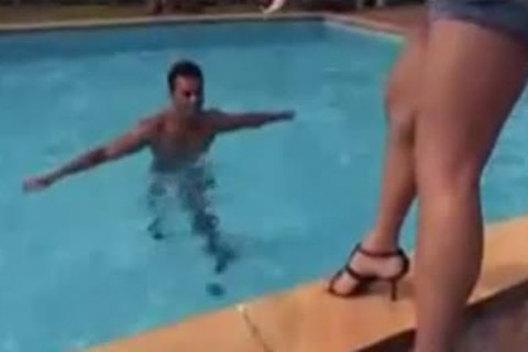 lewd Ladyboy slamming guy By The Pool